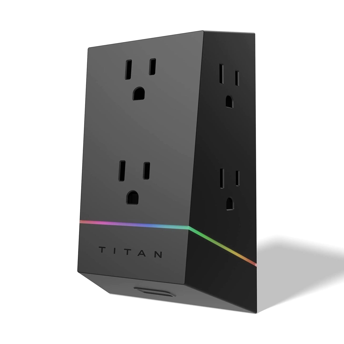 Titan 6-Outlet Surge Protector LED Light Strip with Full Spectrum Color-Select Outlet Extender Compatible with Power Gaming PC Laptop Computer Setup PS4 PS5 Xbox Black 57365