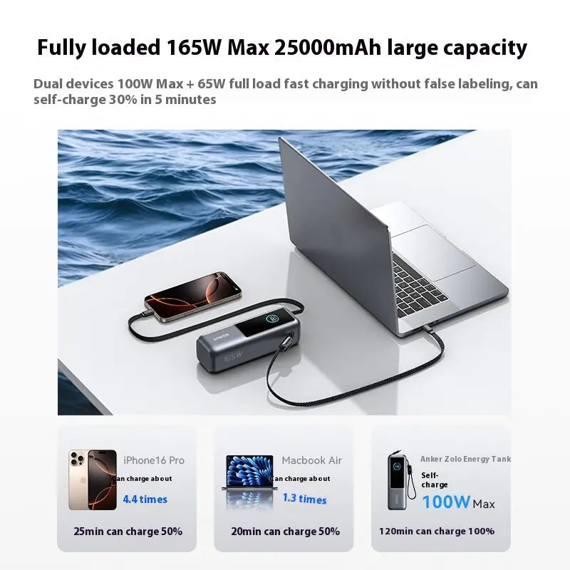 Two-wire Power Bank 25000mAh Fast Charging