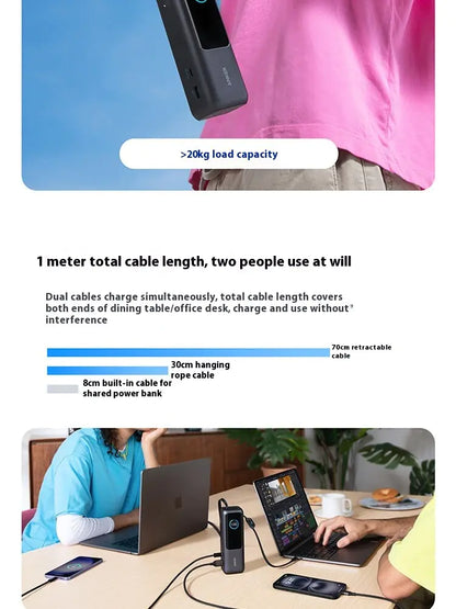 Two-wire Power Bank 25000mAh Fast Charging