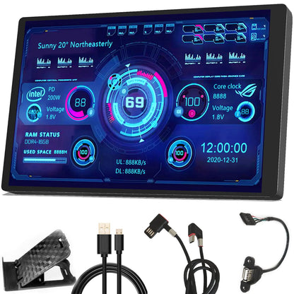 PC Temperature Display Computer Temp Monitor PC Sensor Panel Display for PC Computer Accessories in Side Prebuilt Gaming PC Parts ARGB Case IPS USB Mini Screen PC CPU RAM HDD Data Monitor