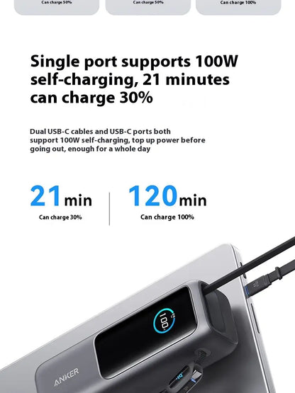 Two-wire Power Bank 25000mAh Fast Charging