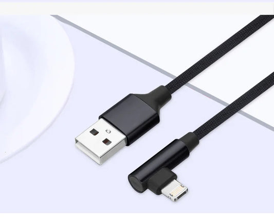 90-Degree USB Charging Cable for Apple & Android