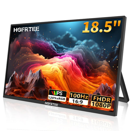 HGFRTEE Portable Monitor 18.5" FHD 120% sRGB 100Hz Extender Monitor Portable Large Screen Gaming Computer USB-C HDMI External Travel Monitor for Laptop/PC/Mac/Phone/Xbox Switch