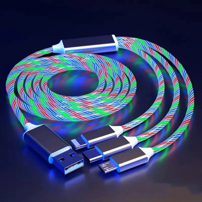 LED Glow Flowing USB Type-C iPhone Charging Cable for Phones
