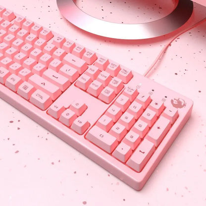 Cute Pink Mechanical Gaming Keyboard for Girls