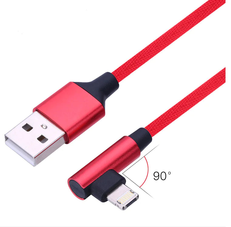 90-Degree USB Charging Cable for Apple & Android