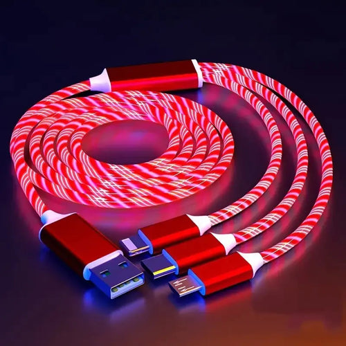LED Glow Flowing USB Type-C iPhone Charging Cable for Phones