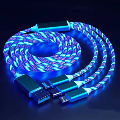 LED Glow Flowing USB Type-C iPhone Charging Cable for Phones